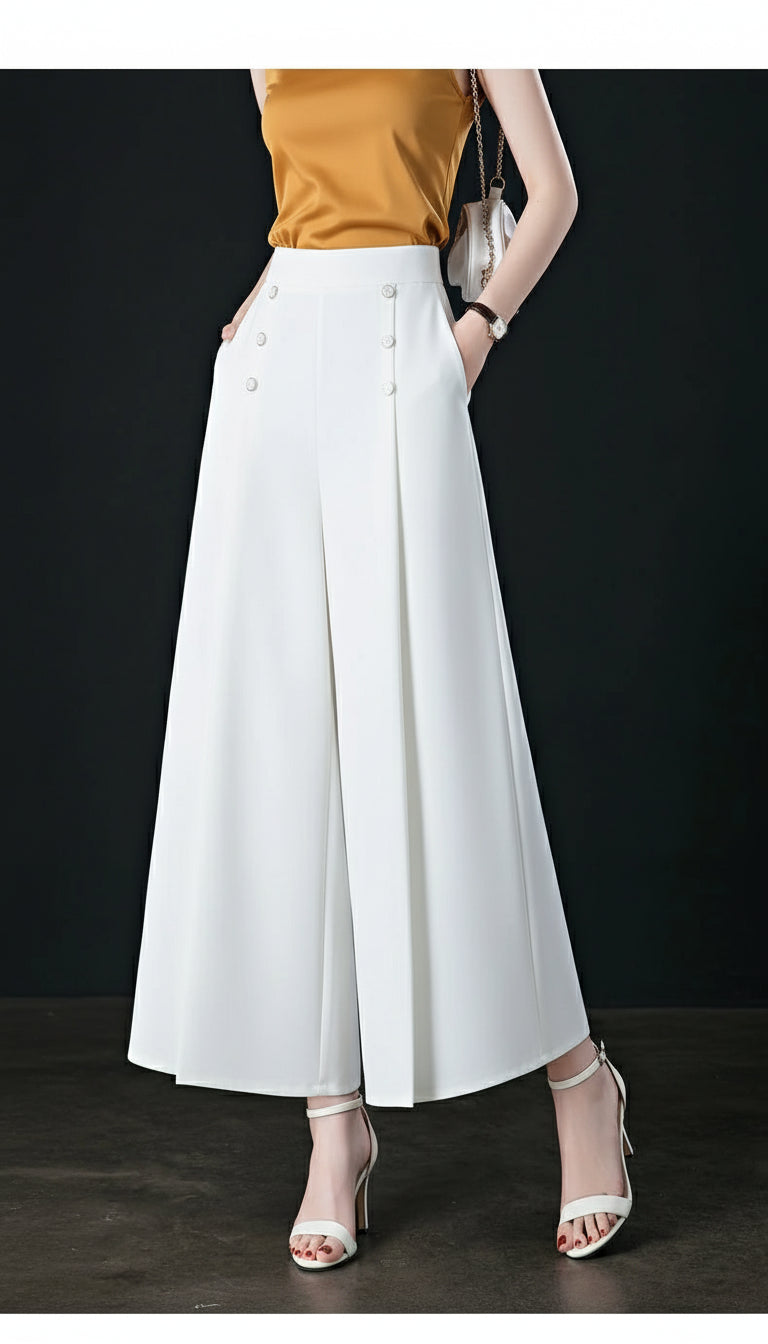 Pantalon Large Femme Vintage Café Taille Haute | MDN Store