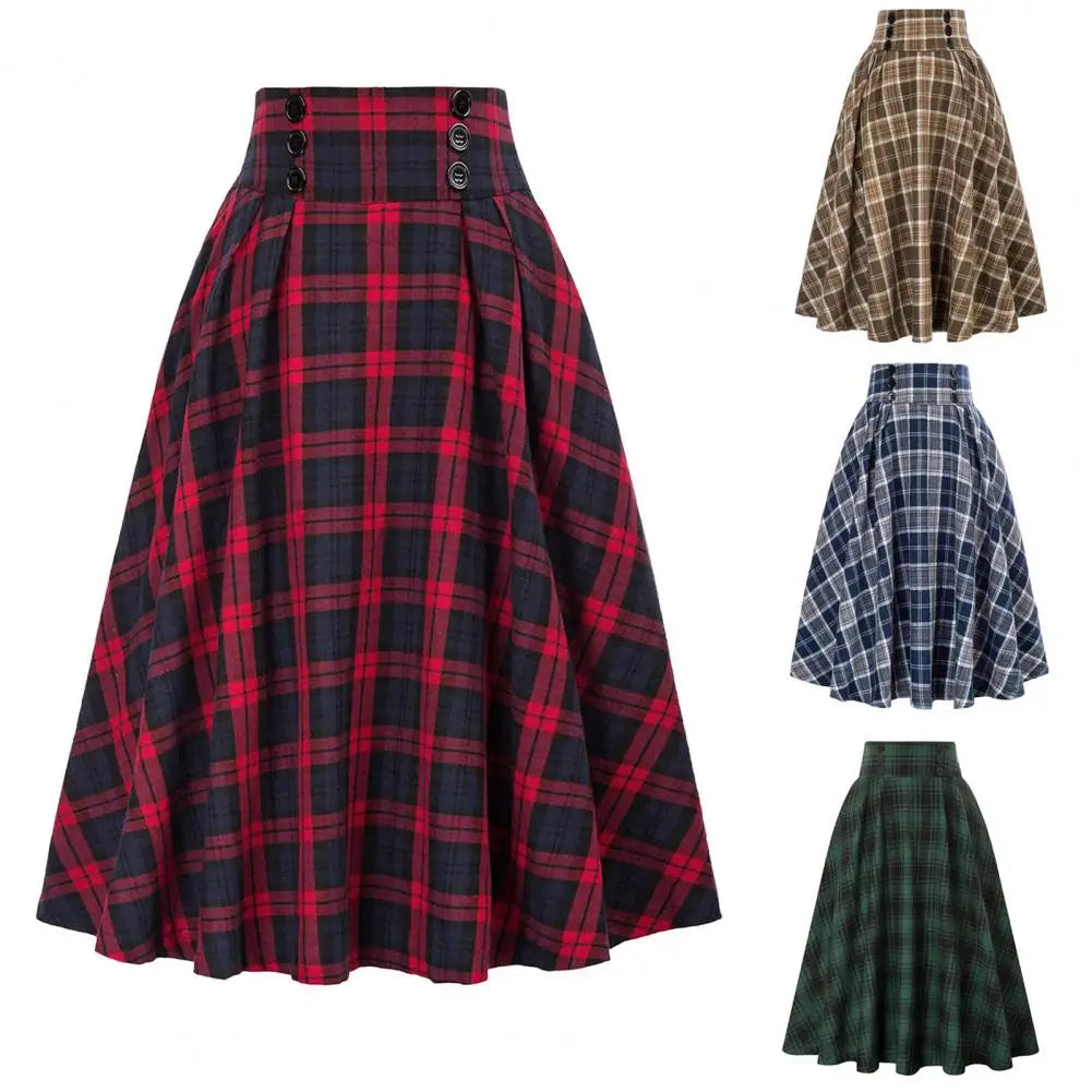 Jupe Femme Carreaux Taille Haute Rétro | MDN Store