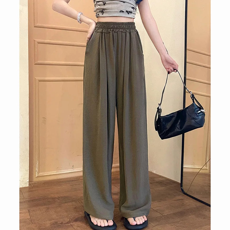 Pantalon Plissé Soie Glacée Taille Haute | MDN Store