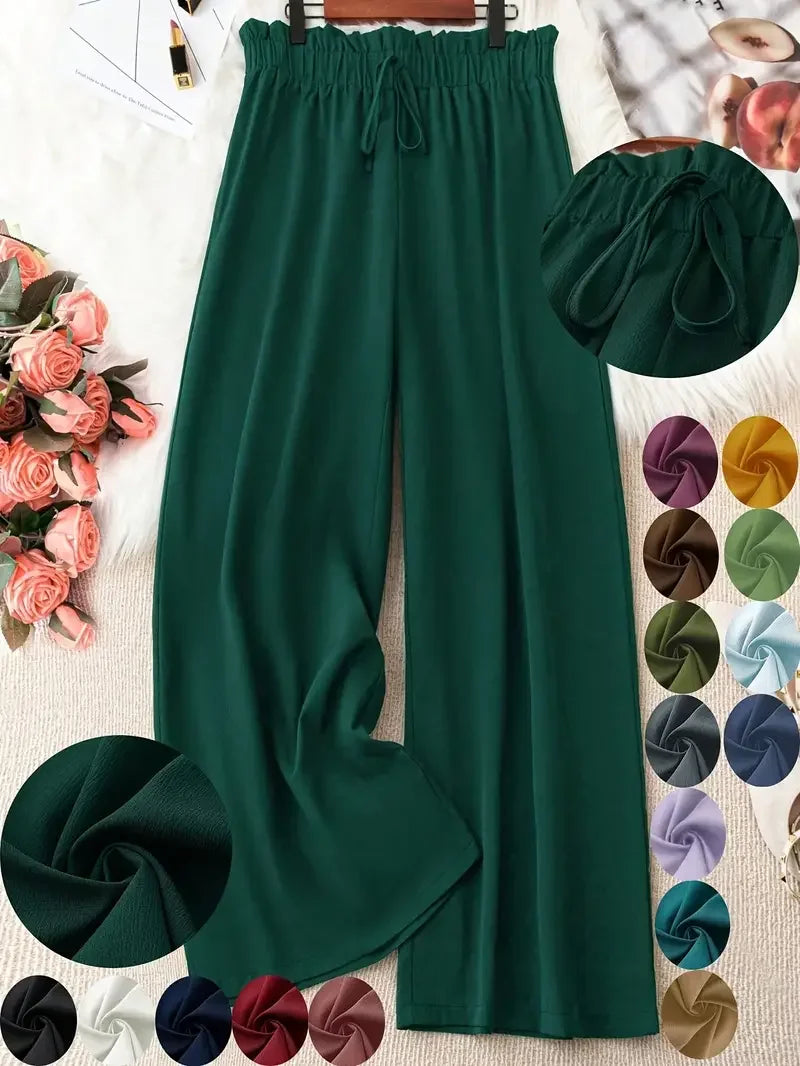 Pantalon Large Femme Vert Taille Haute | MDN Store