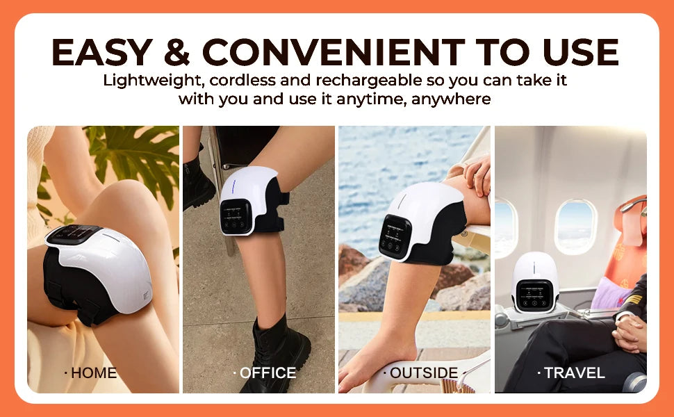 Masseur Genoux Sans Fil Infrarouge LED - Thérapie Chaleur 3 Niveaux | MDN