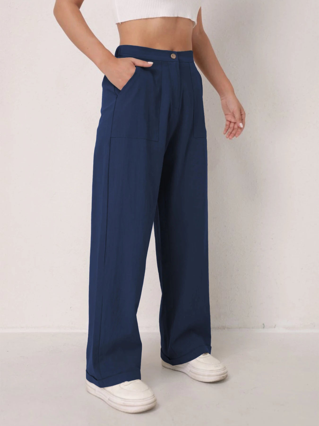 Pantalon Lin Taille Haute Décontracté Femme | MDN Store