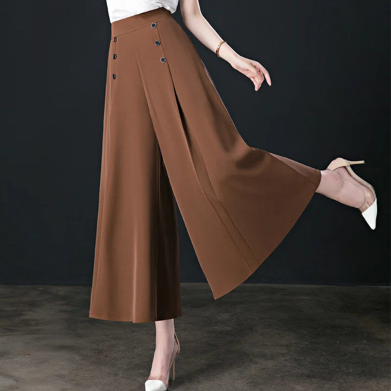 Pantalon Large Femme Vintage Café Taille Haute | MDN Store