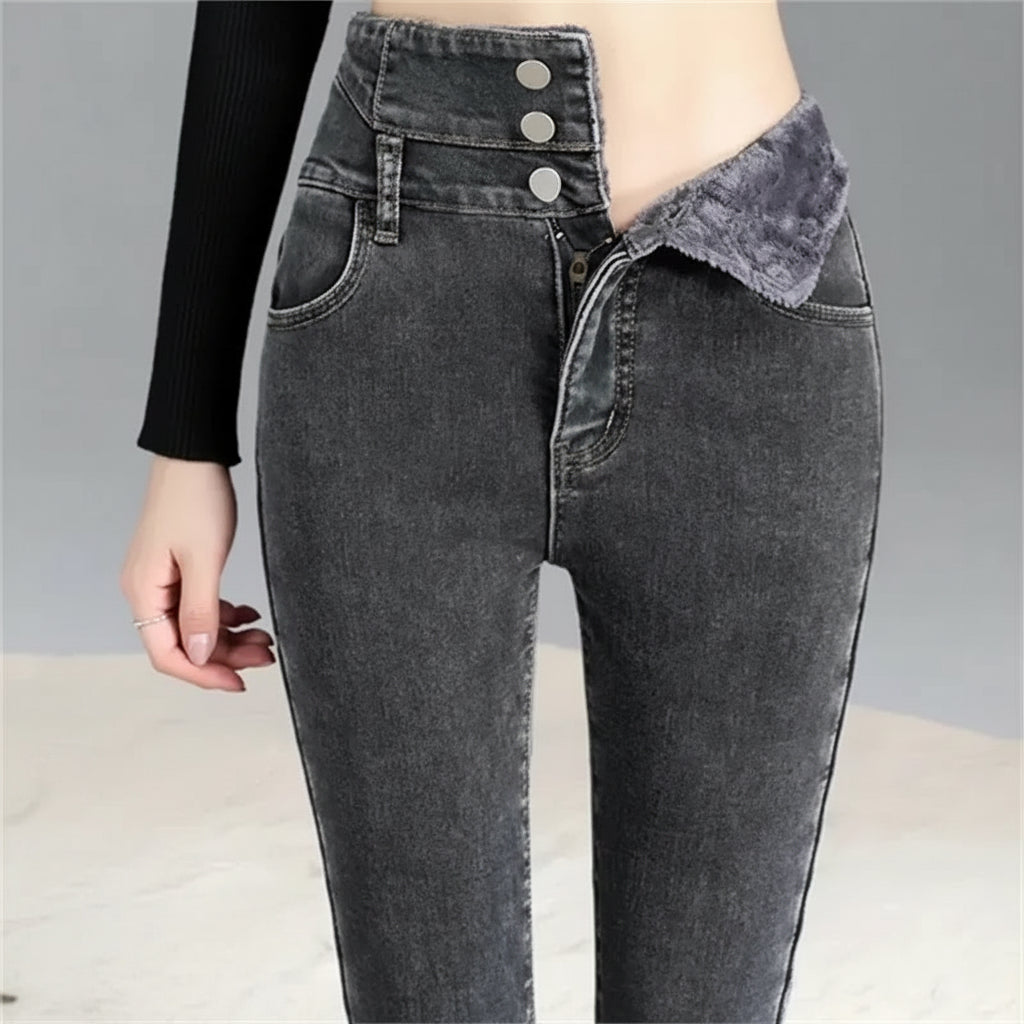 Jean Skinny Femme Doublé Polaire Bleu | MDN Store