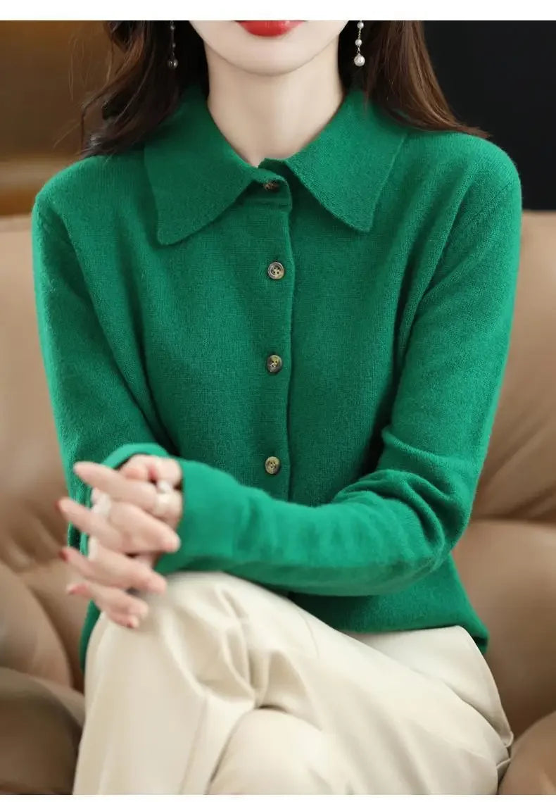 Cardigan Femme Col Polo Loose Fit Tricot Doux 9 Coloris S-XXL | MDN Store