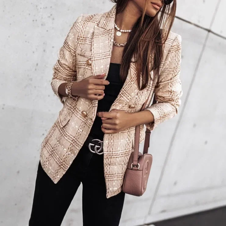 Veste Blazer Femme Imprimée Double Bouton | MDN