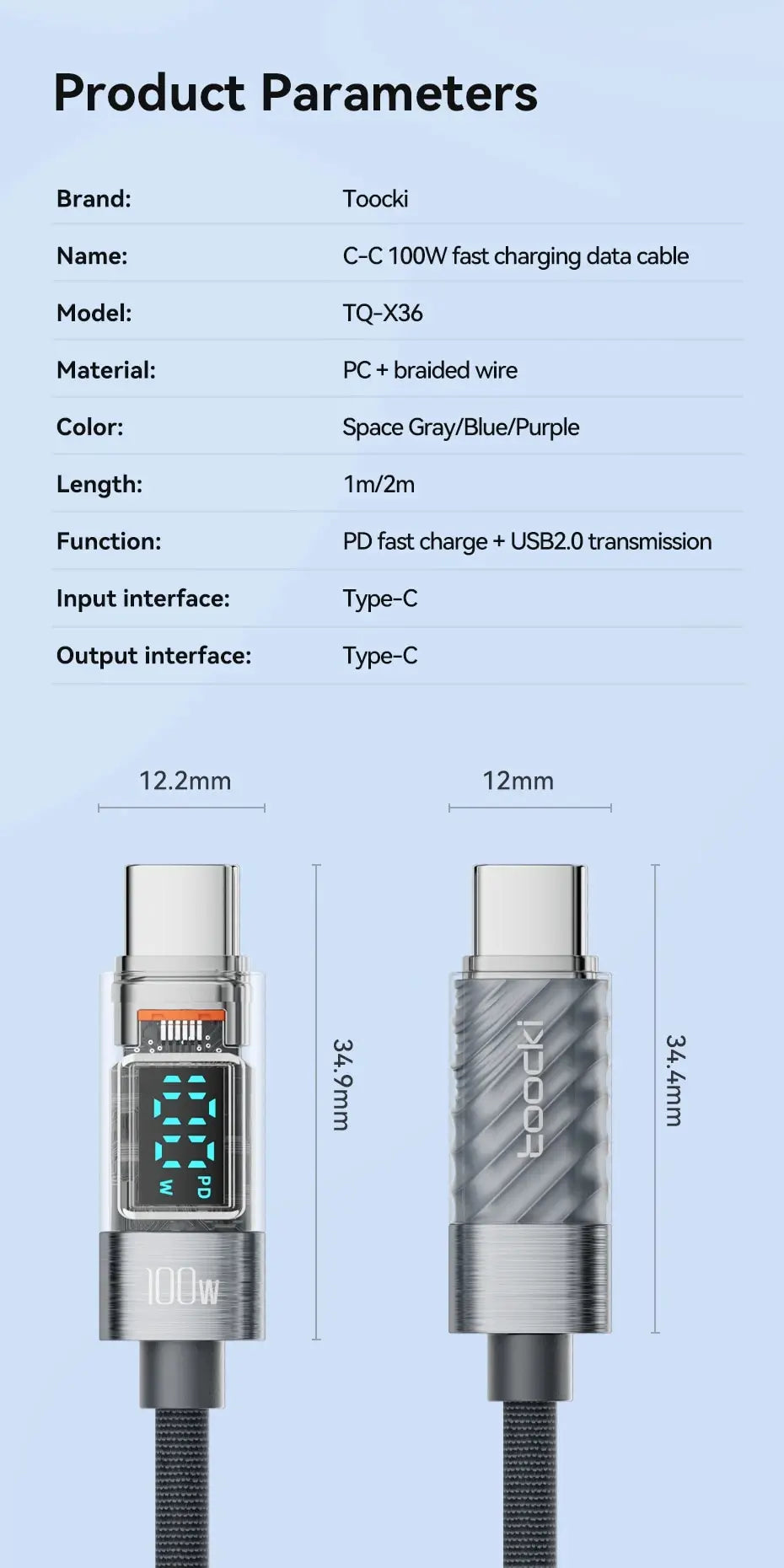 toocki-cable-usb-type-c-vers-type-c-100w-affichage - MDN Store 25