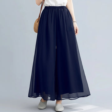 Pantalon Femme Double Couche Mousseline Bleu | MDN Store