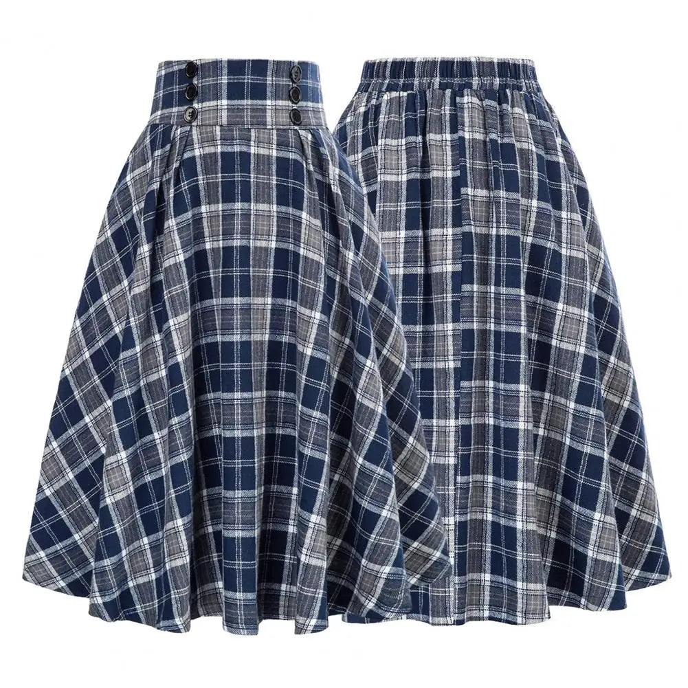 Jupe Femme Carreaux Taille Haute Rétro | MDN Store