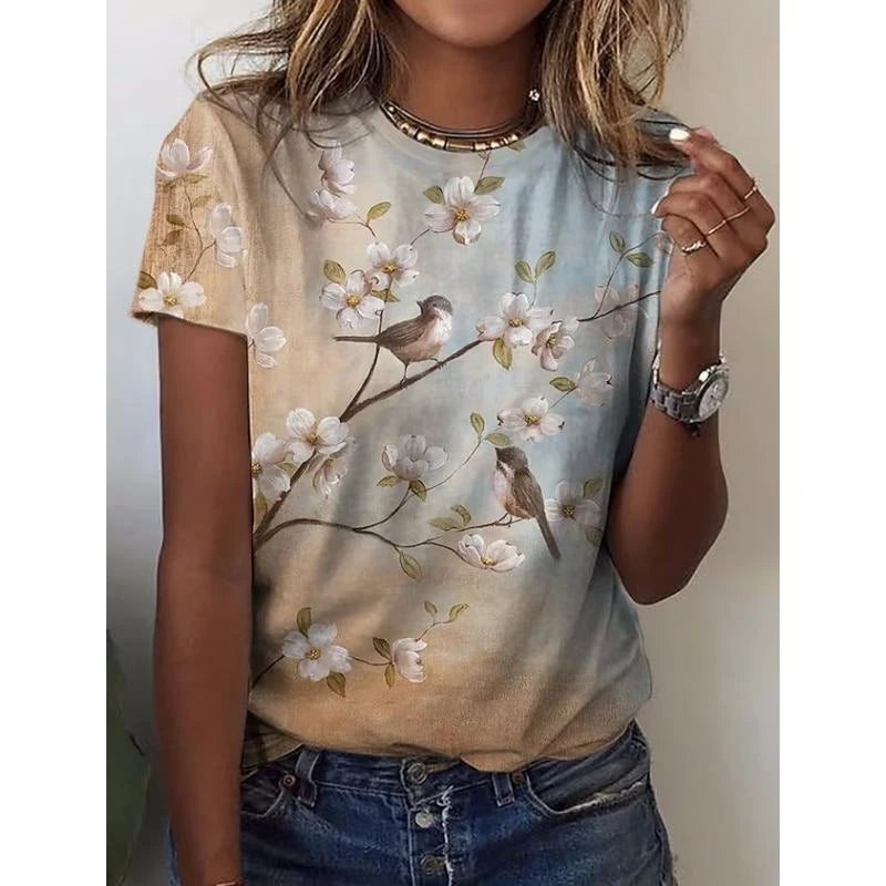 T-shirt Fleurs 3D Y2K Harajuku Femme | MDN