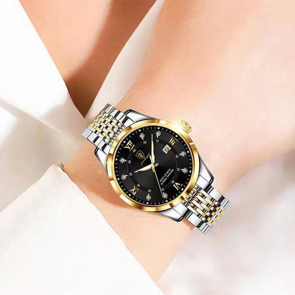 Montre Quartz Femme Luxe Acier Inoxydable Chiffres Romains Lumineuse | MDN Store 25