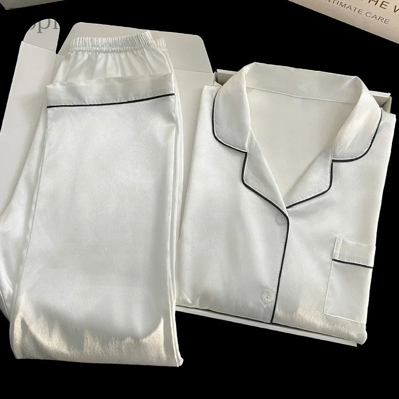 Pyjama Satin Soie Uni 2 Pièces | MDN Store