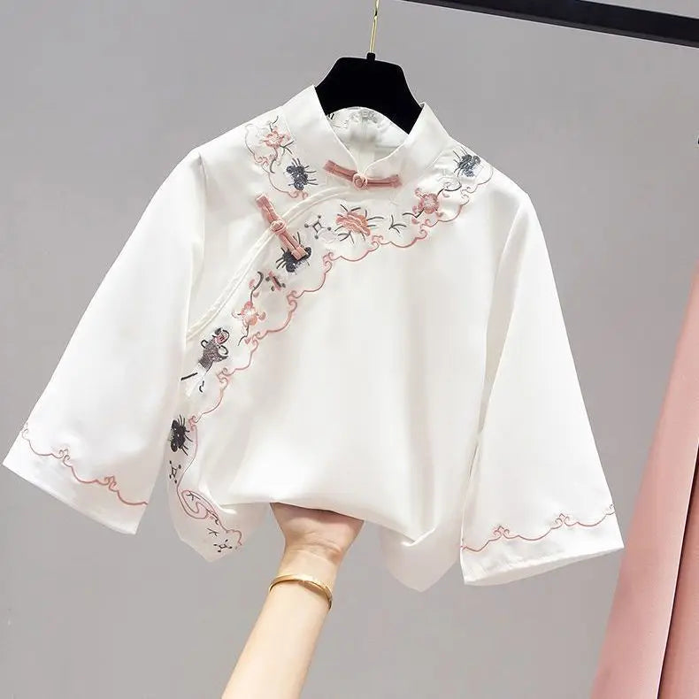 Ensemble Hanfu Chinois Brodé Papillon 2 Pièces | MDN Store