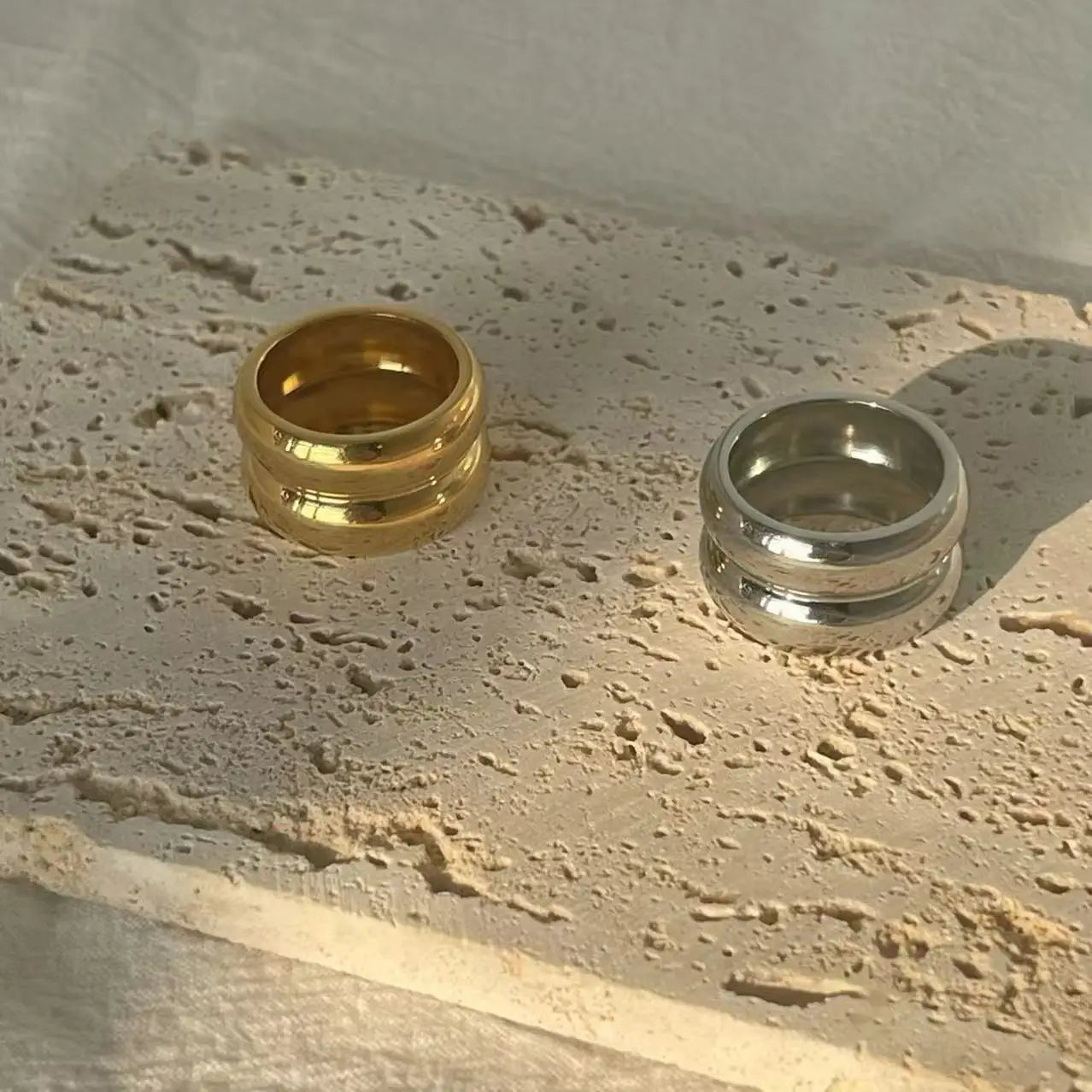 Bague Double Couche Acier 316L Vintage | MDN Store