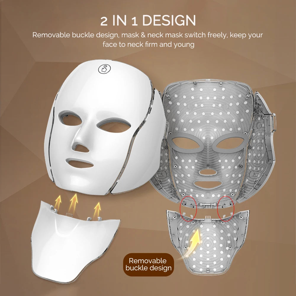 Masque LED Visage Cou 7 Couleurs Anti-Âge Raffermissant | MDN Store