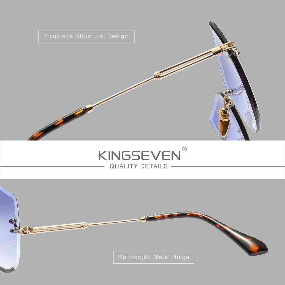 KINGSEVEN Lunettes de Soleil Sans Monture Femme Papillon Verres Dégradés UV400 | MDN Store 25