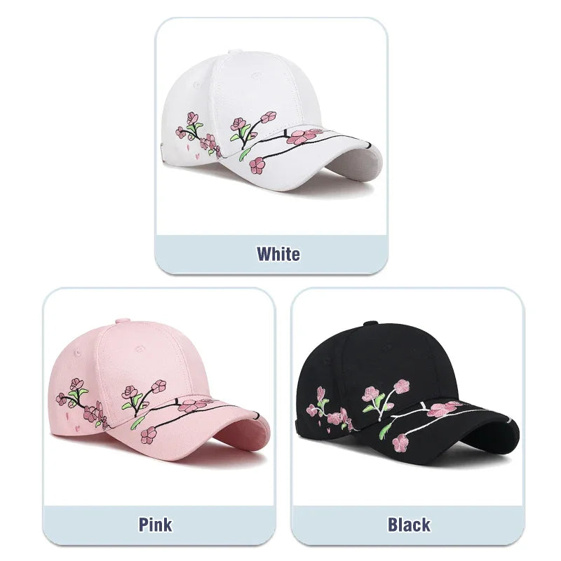 Casquette Bec de Canard Broderie Fleur de Prunier Femme Reglable | MDN Store 25