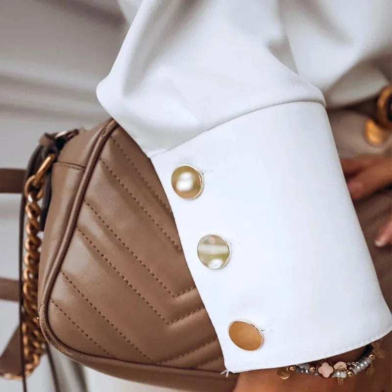 Blouse Femme Col Montant Bureau Manches Longues | MDN