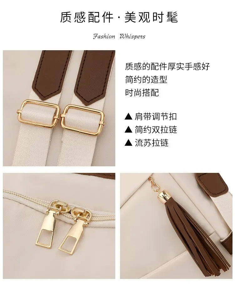 Sac à Dos Femme Nylon Anti-Vol Pompon Voyage École Grande Capacité - MDN