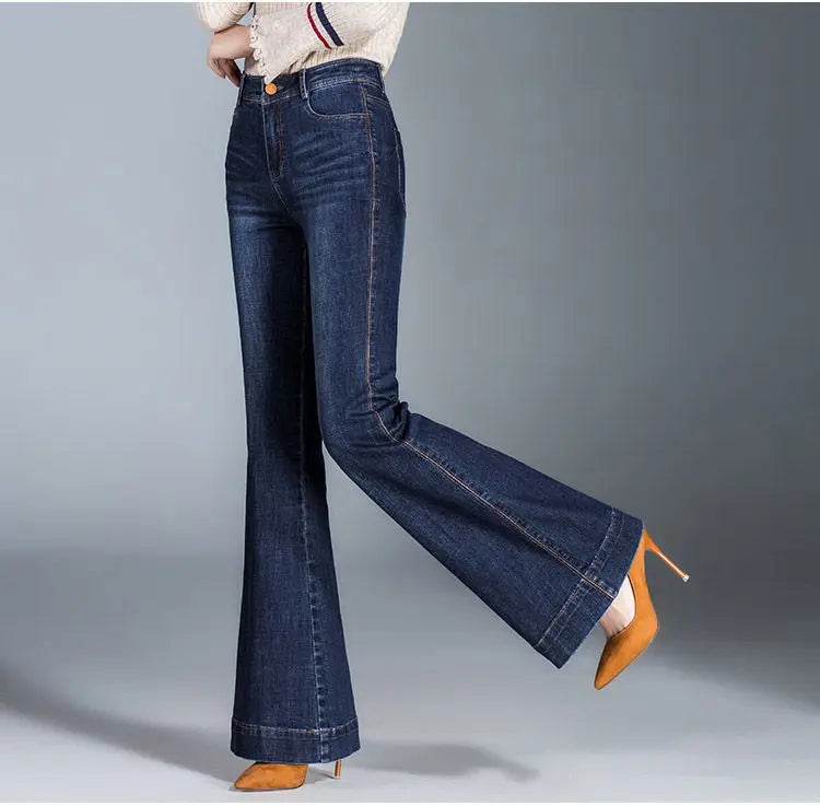 Jean Flare Femme Broderie Ethnique Bleu | MDN Store