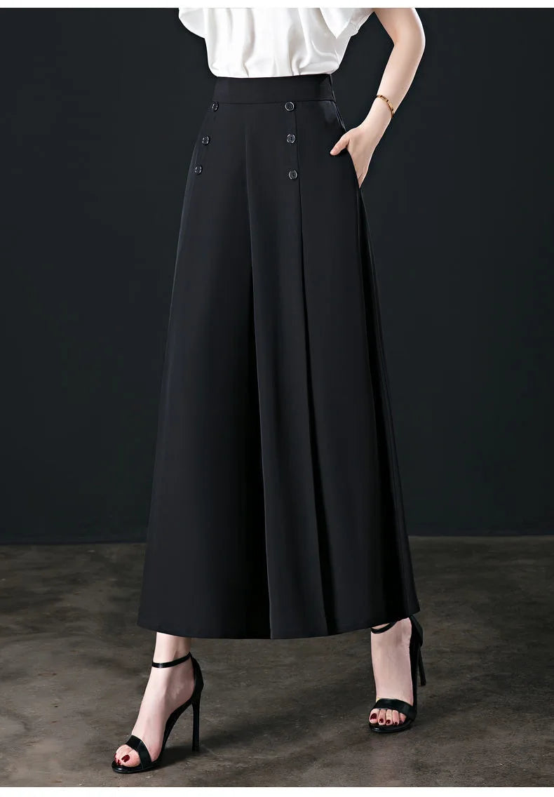 Pantalon Large Femme Vintage Café Taille Haute | MDN Store
