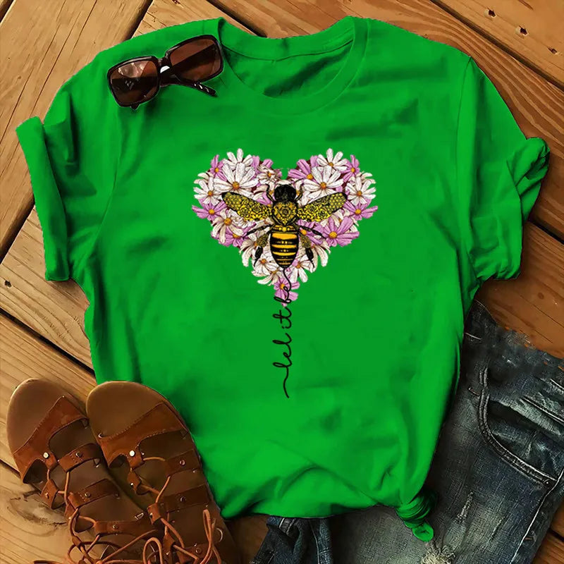 T-shirt Coton Abeille Fleurs Oversize Femme | MDN