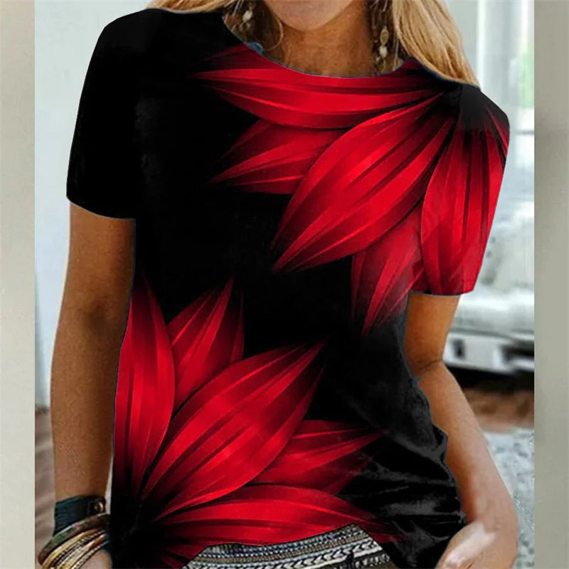 T-Chemise Fleurs Colorées 3D Oversize Femme | MDN Store