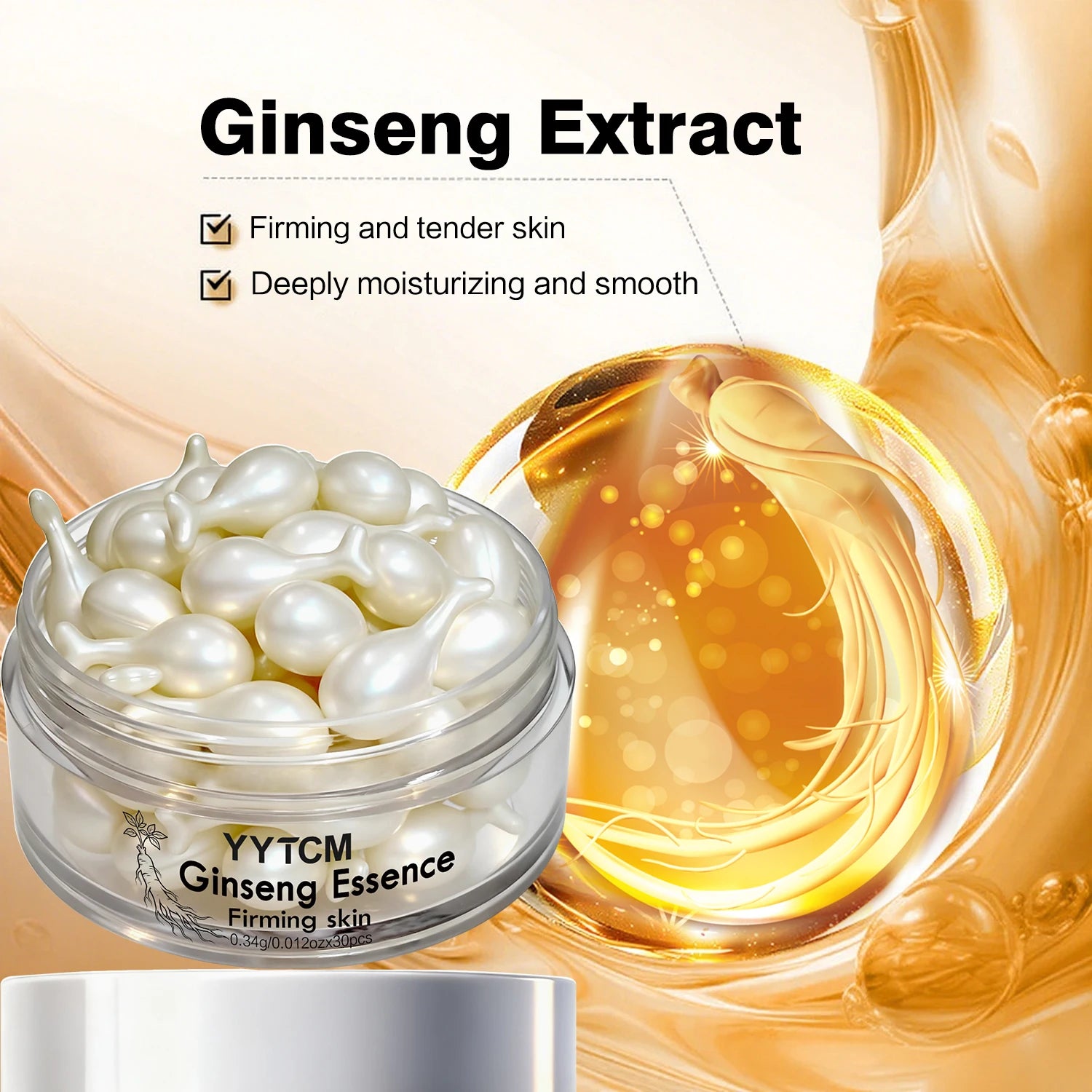 Capsules Ginseng Hydratantes Squalane Niacinamide Vitamine E Rétinol | MDN Store 25