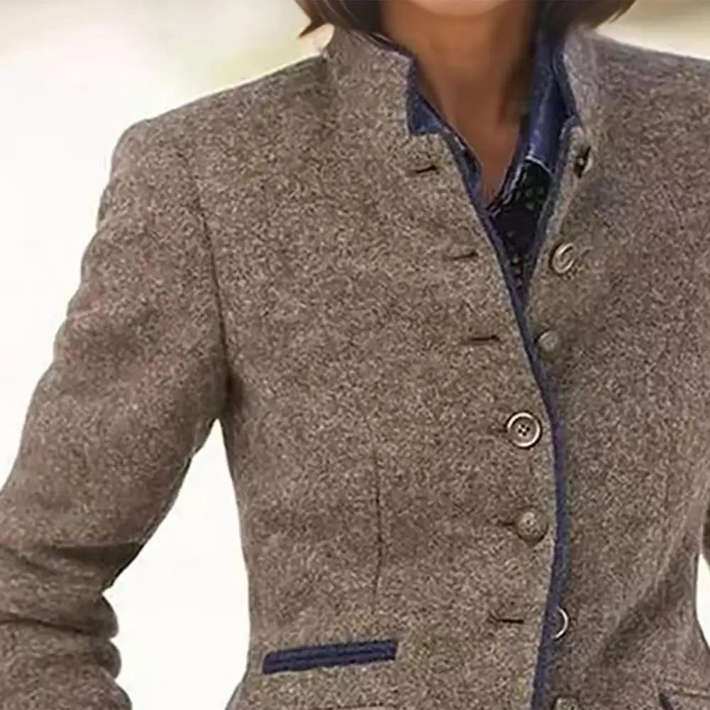 Manteau Laine Bicolore Col Montant | MDN Store