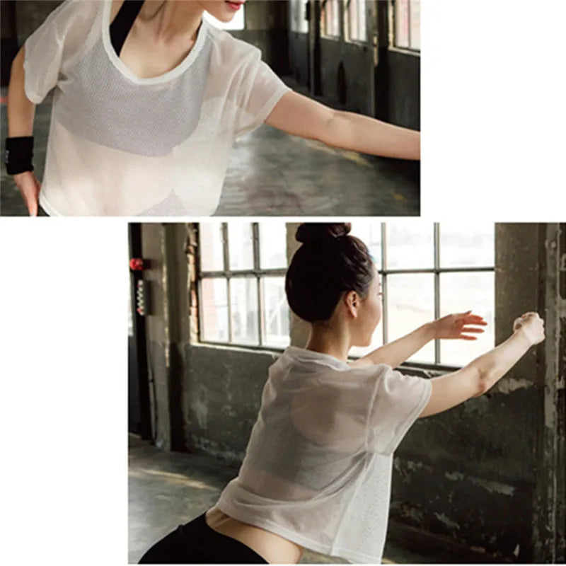 T-Chemise Yoga Femme Mesh Respirant Manches Courtes Fitness | MDN Store