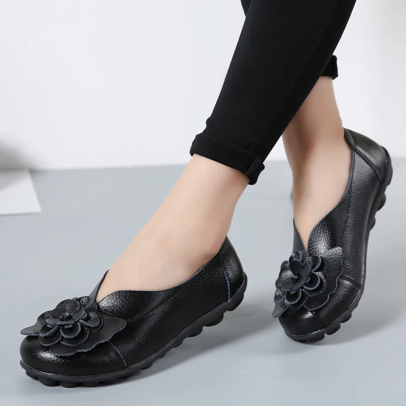 Ballerines Cuir Fleur Élégantes Grande Taille | MDN Store