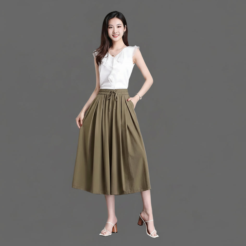 Jupe-Culotte Large Soie Glacée Femme | MDN Store