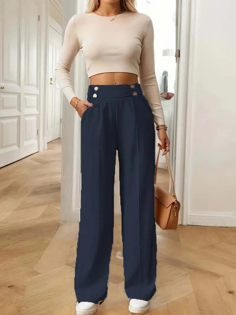 Pantalon Large Femme Fluide Minimaliste Kaki | MDN Store