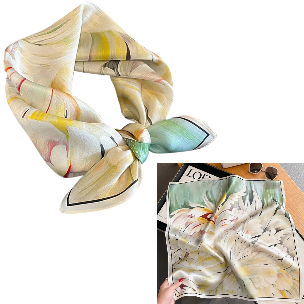 Foulard Carré Soie Mûrier 100% Floral 53cm Femme | MDN Store