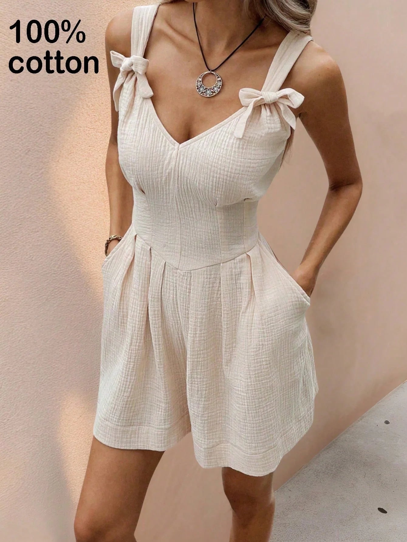 Combinaison Femme Bretelles Larges Noeud Papillon Col en V Ete | MDN Store 25