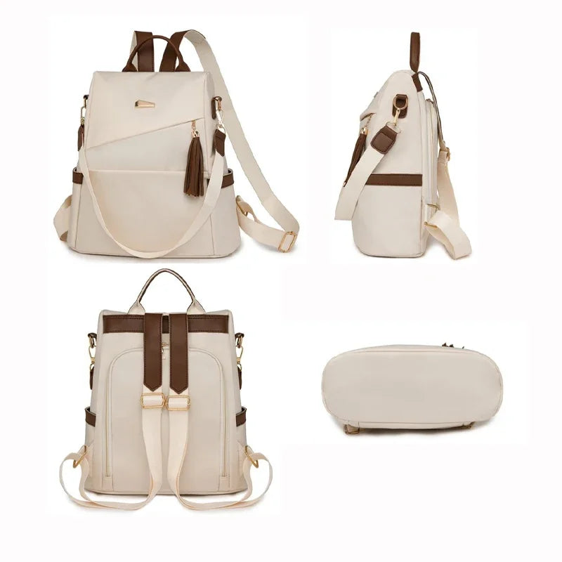 Sac à Dos Femme Nylon Anti-Vol Pompon Voyage École Grande Capacité - MDN