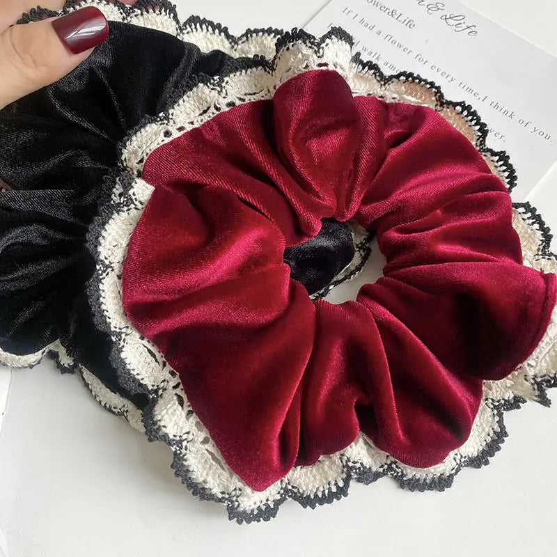 Chouchou Velours Rouge Bordeaux - Accessoire Cheveux Élégant | MDN Store
