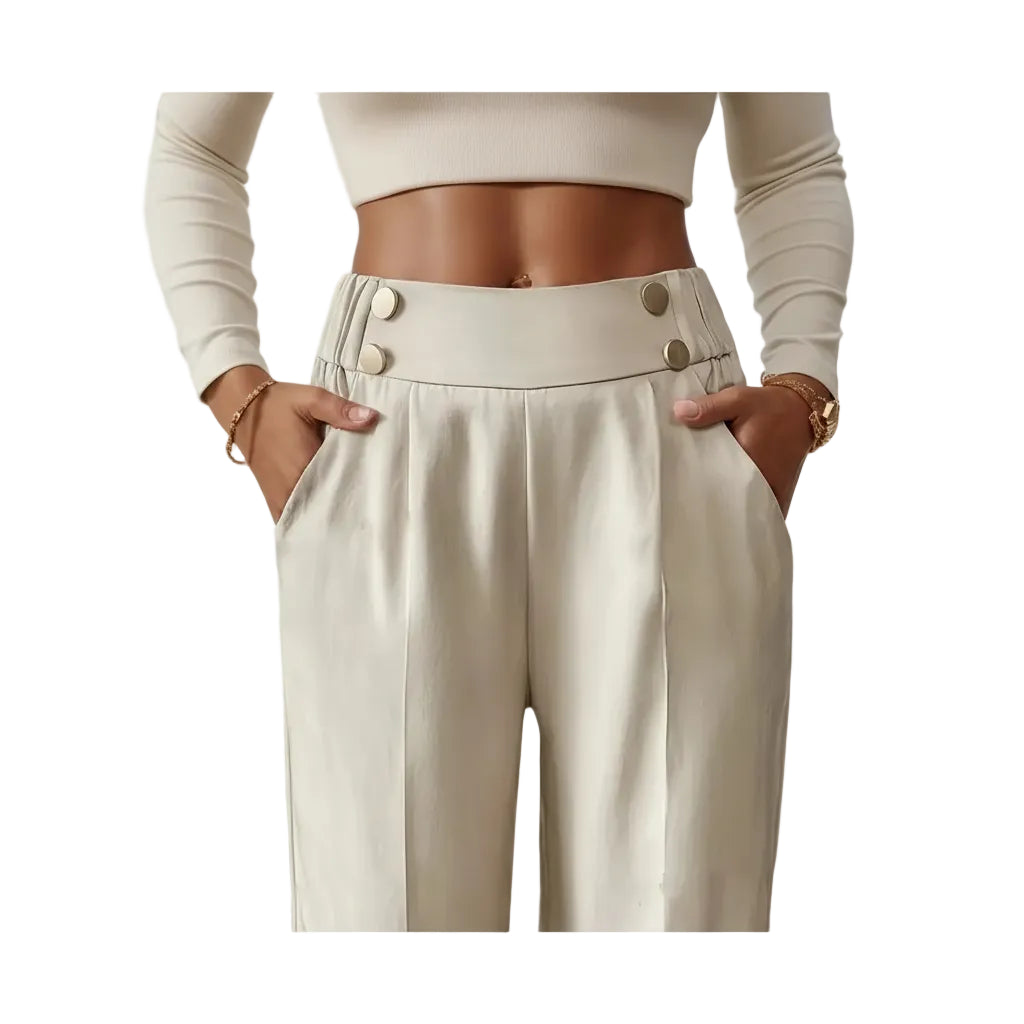 Pantalon Large Femme Fluide Minimaliste Kaki | MDN Store