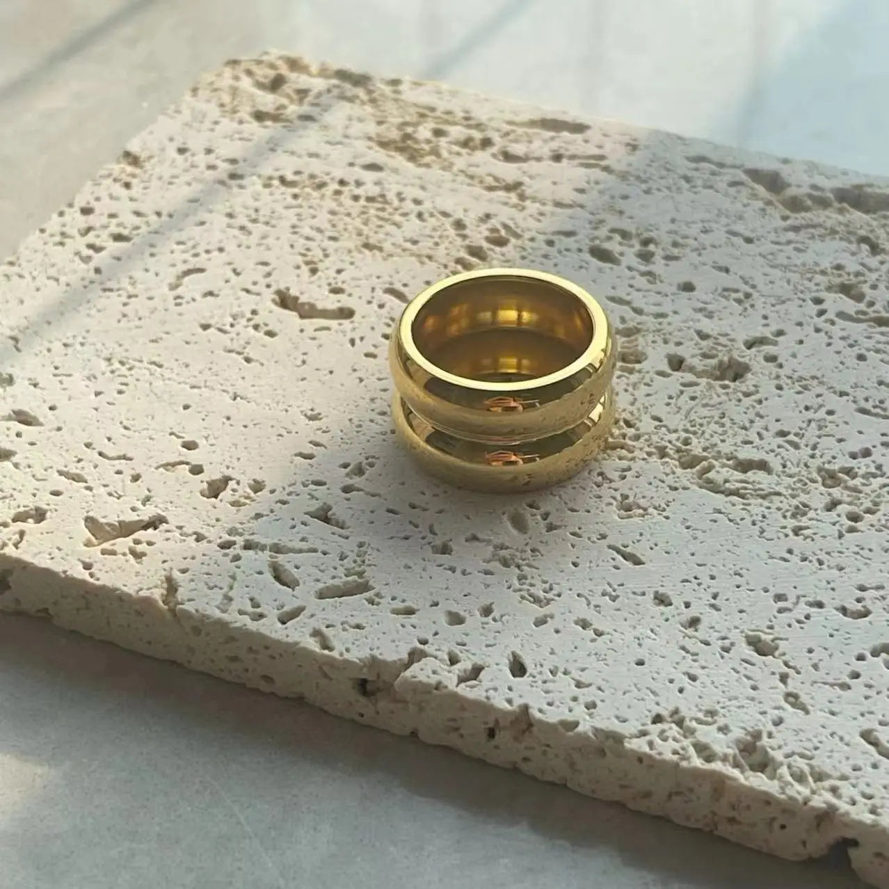 Bague Double Couche Acier Plaqué Or 18K | MDN Store