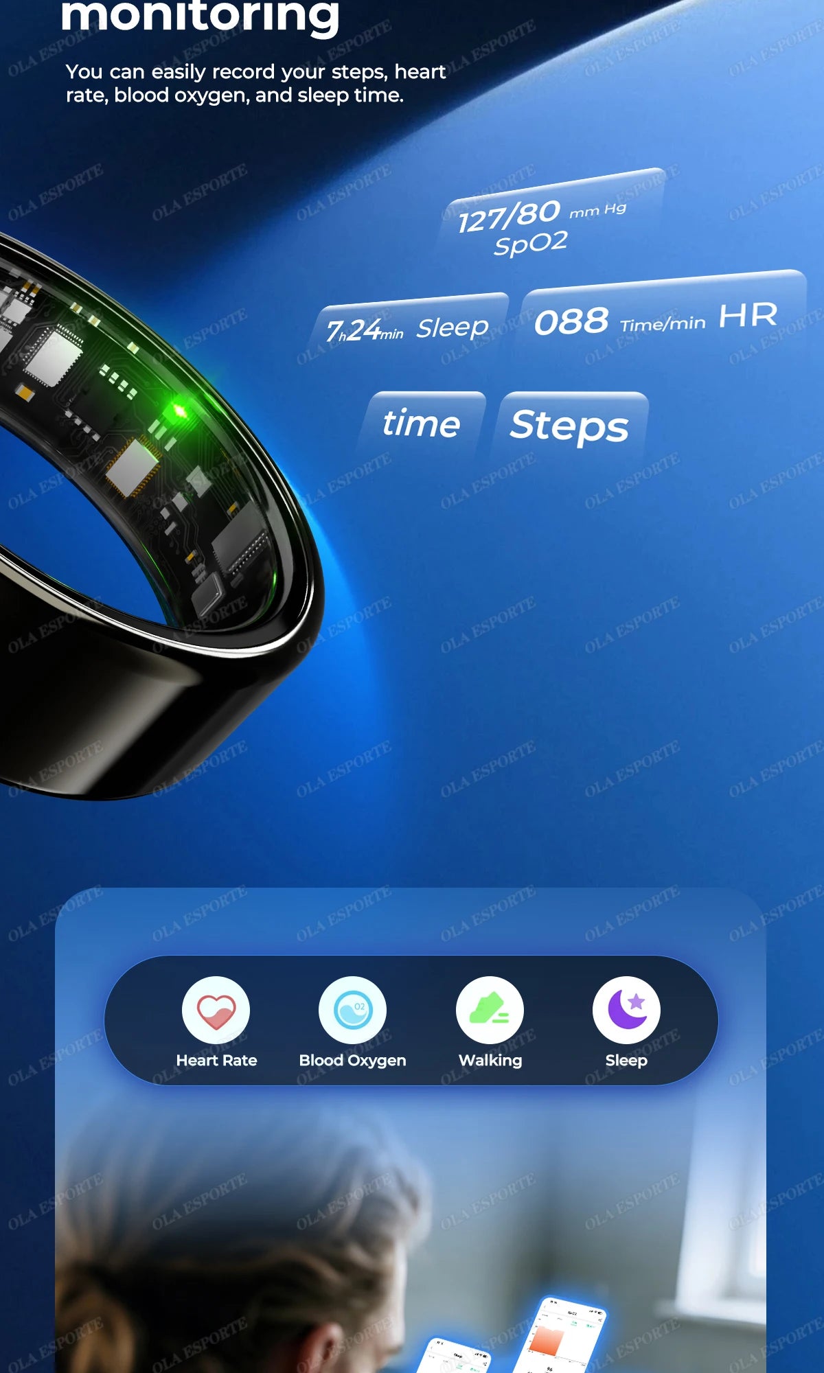 Bague Connectée Smart Ring Santé Étui Charge Étanche | MDN