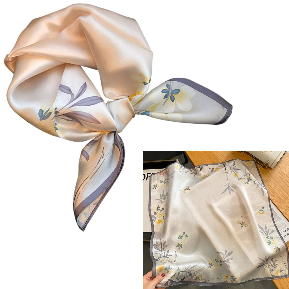 Foulard Carré Soie Mûrier 100% Floral 53cm Femme | MDN Store