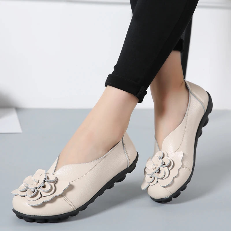 Ballerines Cuir Fleur Élégantes Grande Taille | MDN Store