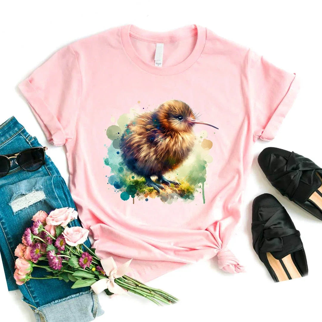 T-Chemise Kiwi Aquarelle Rose Kawaii Femme | MDN Store