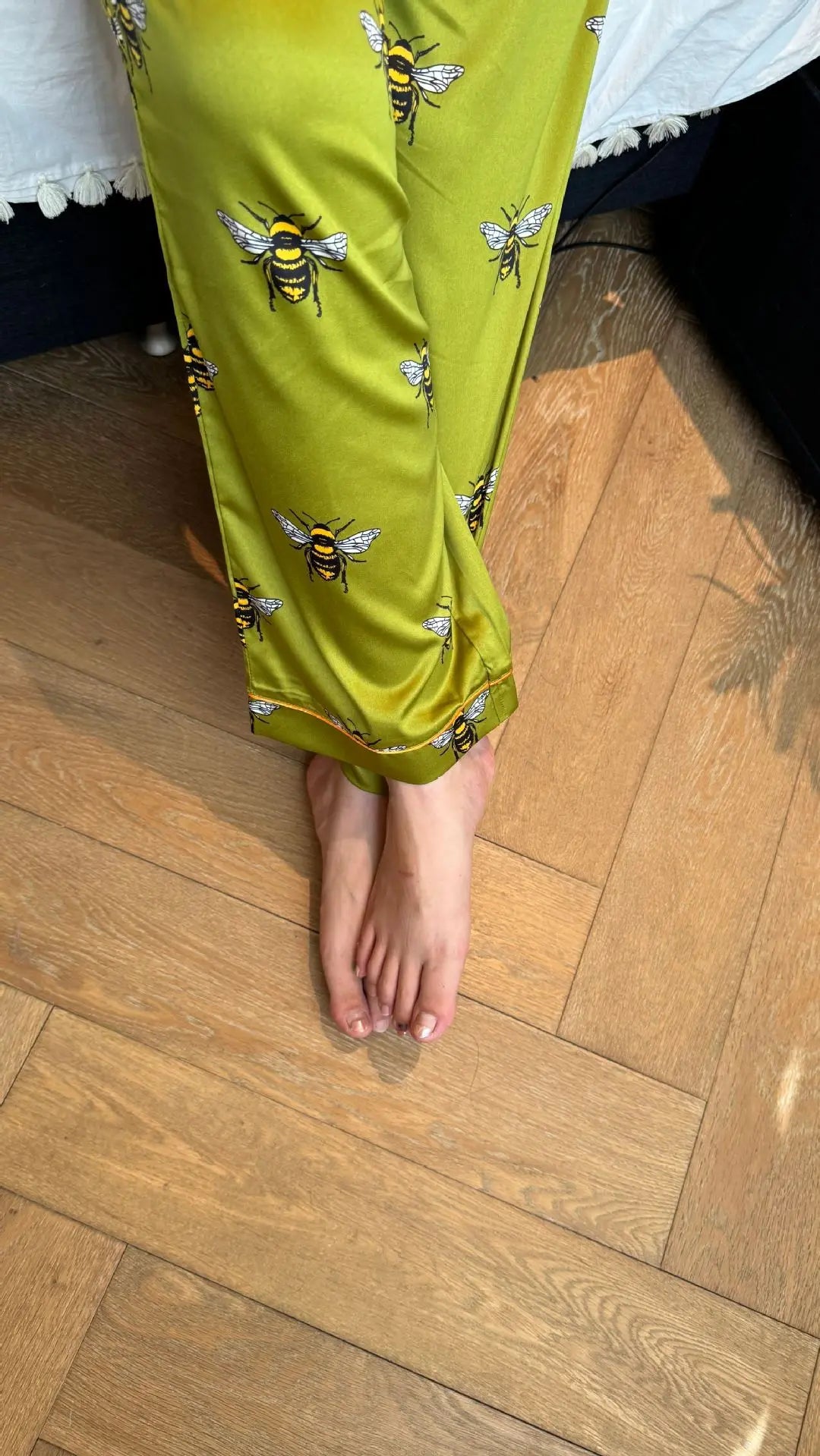 Pyjama Satin Abeilles Vert | MDN