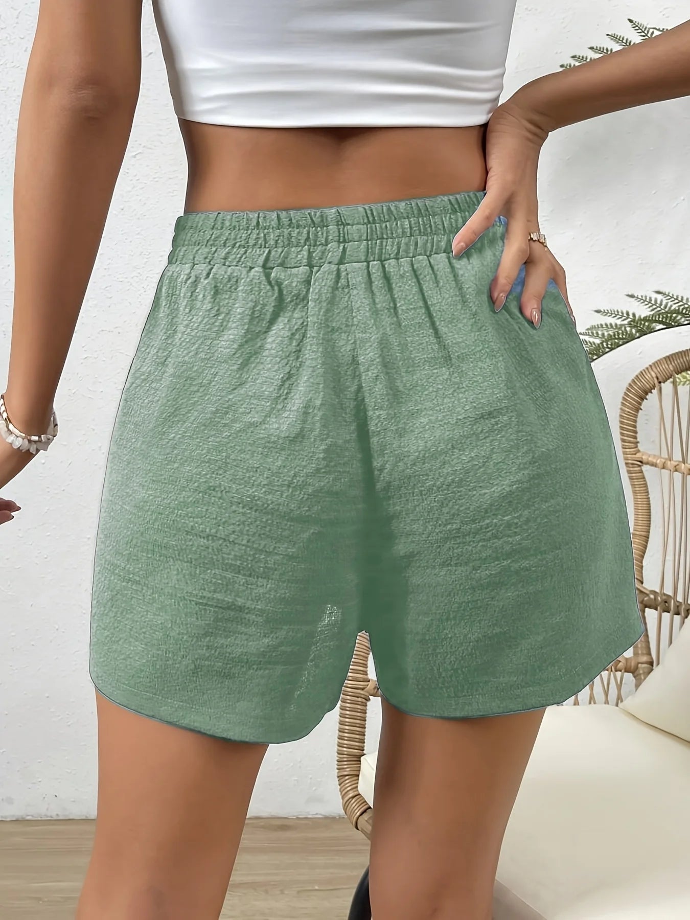 Short Femme Taille Elastique Couleur Unie Coupe Reguliere | MDN Store 25