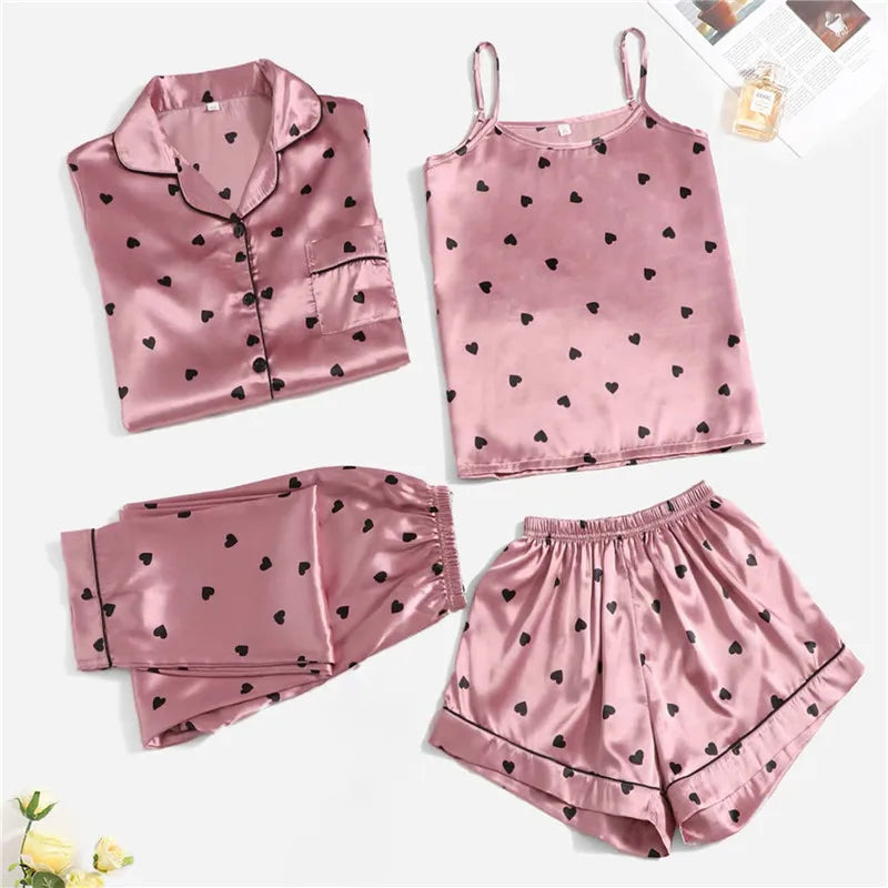 Pyjama 4 Pièces Satin Nuisette | MDN Store