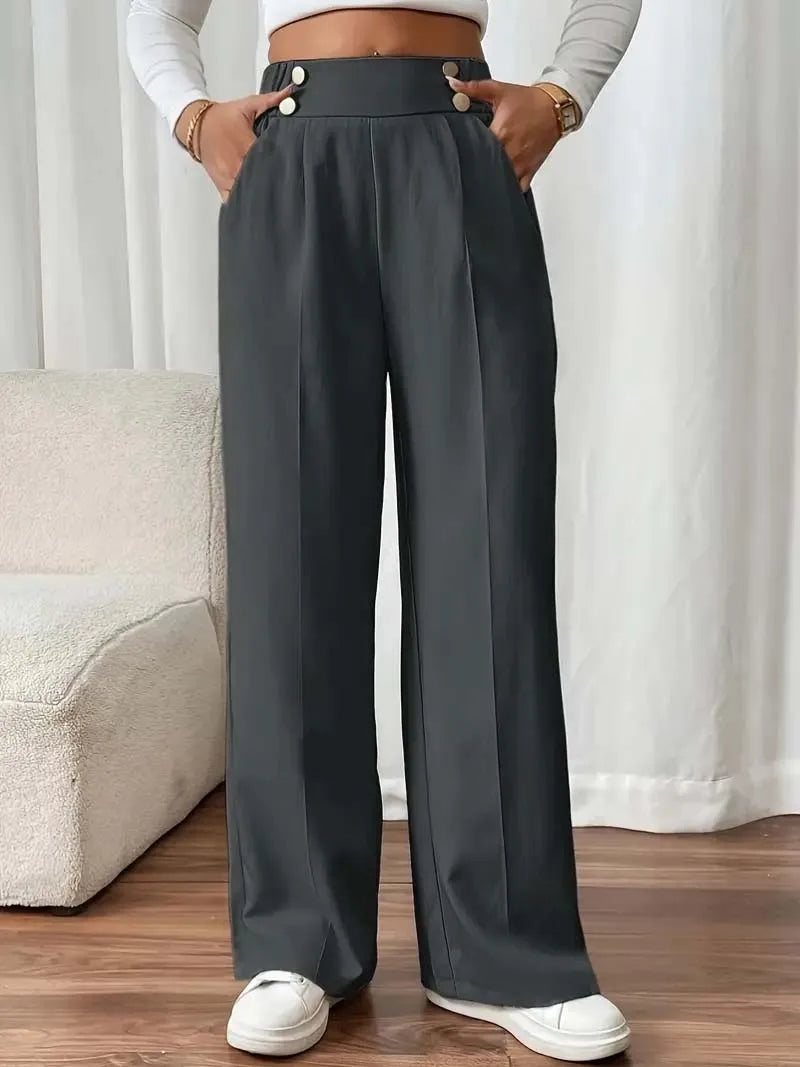 Pantalon Femme Large Taille Haute Fluide - Coupe Longue Minimaliste | MDN