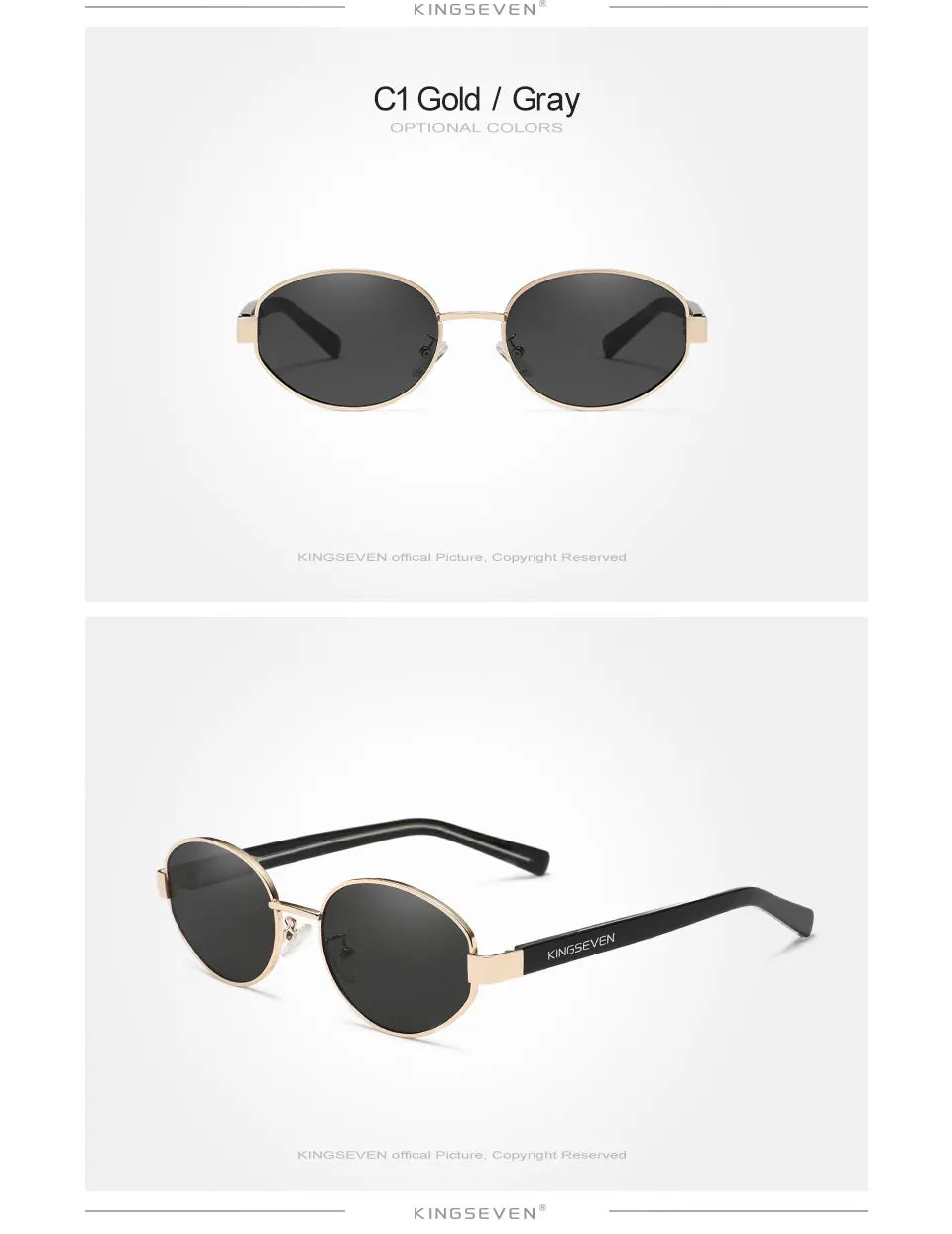 KINGSEVEN Lunettes de Soleil Rétro Ovale Polarisées UV400 Femme Luxe | MDN Store 25