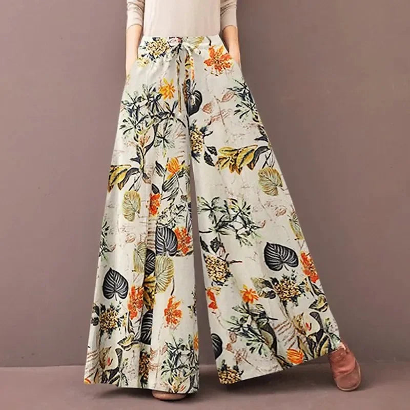 Pantalon Grande Femme Imprimé Floral Jaune | MDN Store