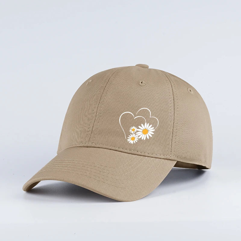 Casquette Baseball Visiere Souple Imprime Coeur Daisy Femme Reglable | MDN Store 25
